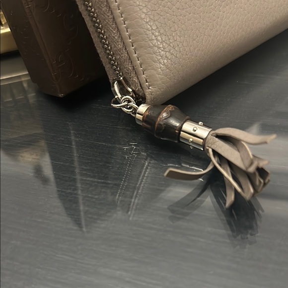Gucci Gray Leather Bamboo Tassel Zip Around Long Wallet - Picture 4 of 13